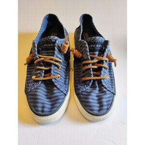 Sperry Women's Top Sider Shoes Chambray‎ Striped Blue, Size 7.5